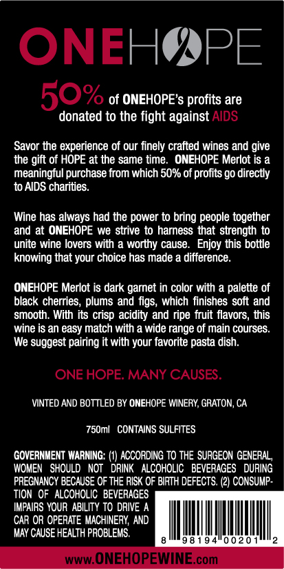 2007 ONEHOPE California Merlot Label - Back